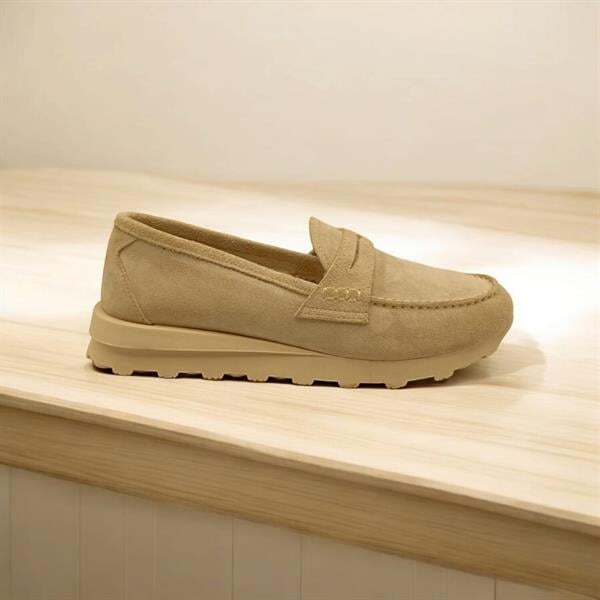 Carle Bej Süet Kadın Loafer Ayakkabı - 1