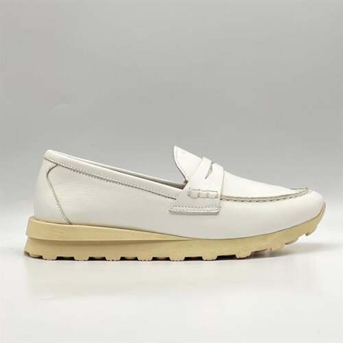 Carle Beyaz Hakiki Deri Kadın Loafer - 3 cm Termolight Taban 