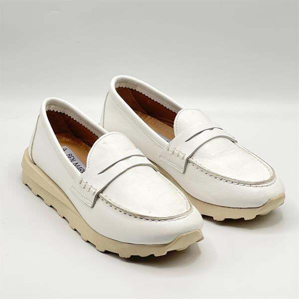 Carle Beyaz Hakiki Deri Kadın Loafer - 3 cm Termolight Taban - 2