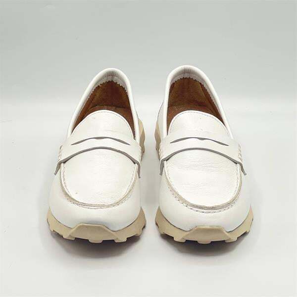 Carle Beyaz Hakiki Deri Kadın Loafer - 3 cm Termolight Taban - 3