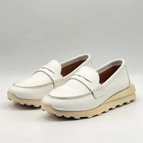 Carle Beyaz Hakiki Deri Kadın Loafer - 3 cm Termolight Taban - 4