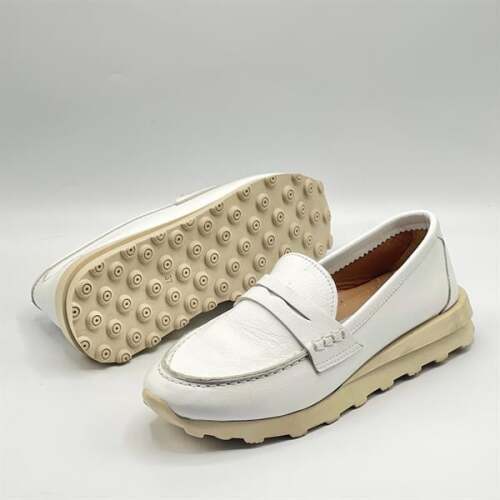 Carle Beyaz Hakiki Deri Kadın Loafer - 3 cm Termolight Taban - 5
