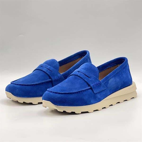 Carle Parlak Mavi Hakiki Süet Deri Kadın Loafer – 3 cm Termolight Taban - 4