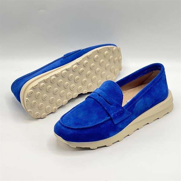Carle Parlak Mavi Hakiki Süet Deri Kadın Loafer – 3 cm Termolight Taban - 5