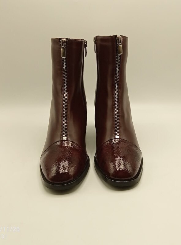 Clara Bordo Deri Kadın Bot – Kroko Rugan Burun & Topuk Detaylı  - 6