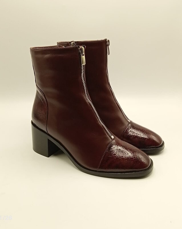 Clara Bordo Deri Kadın Bot – Kroko Rugan Burun & Topuk Detaylı  - 4