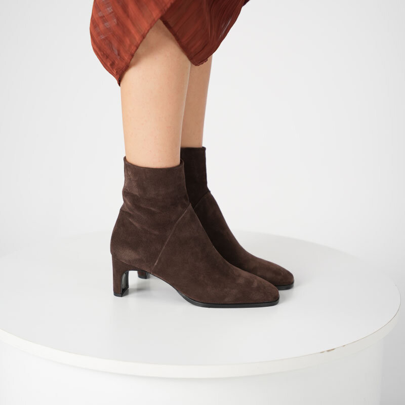 Danila Acı Kahve Süet Sıcak Astar Hakiki Deri Kadın Bot – Kalın Topuk 5,5 cm – TPU Taban - 3