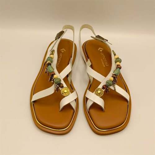 Daphne Beyaz Deri Düz Kadın Sandalet - 3