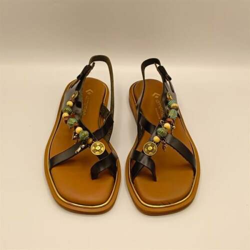 Daphne Siyah Deri  Düz Kadın Sandalet - 3