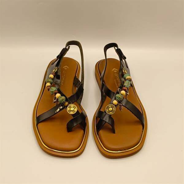 Daphne Siyah Deri  Düz Kadın Sandalet - 3