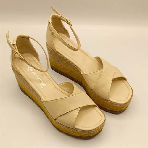 Deka Bej Deri Dolgu Topuk Sandalet - 2