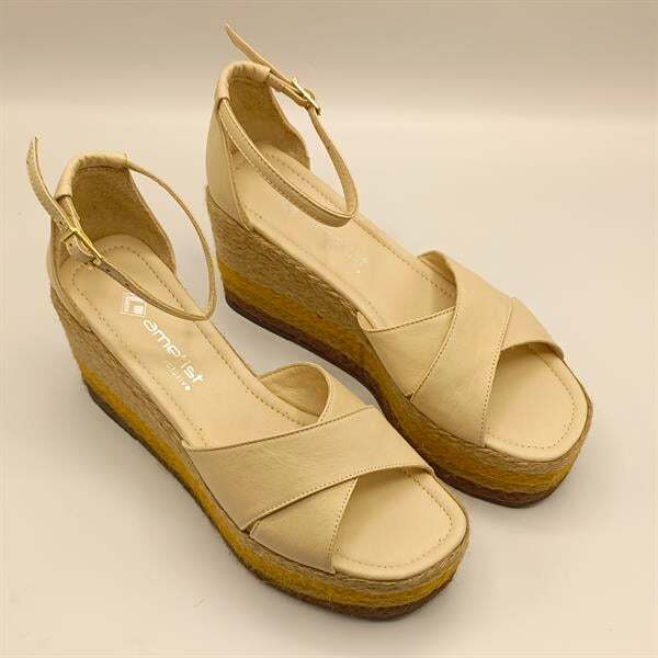 Deka Bej Deri Dolgu Topuk Sandalet - 2