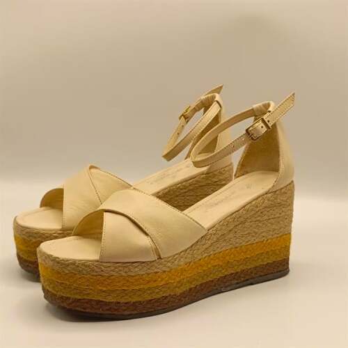 Deka Bej Deri Dolgu Topuk Sandalet - 4