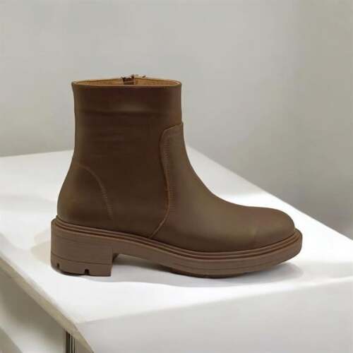 Denis Kahverengi Deri Kadın Bot - 5