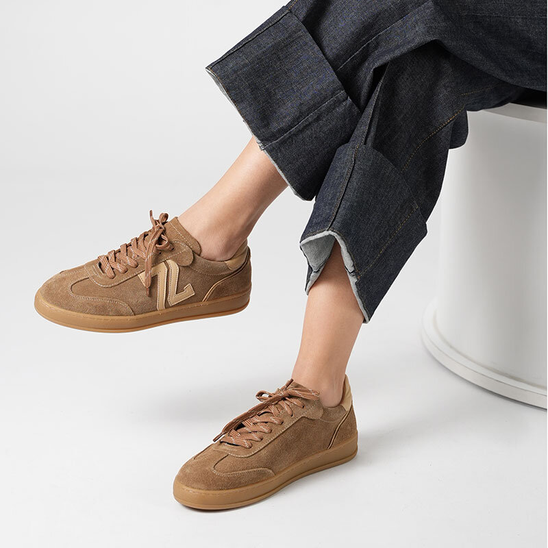 Elio Sigaro Süet Kadın Sneaker – Gerçek Deri, Yeni Sezon Sonbahar/Kış - 2