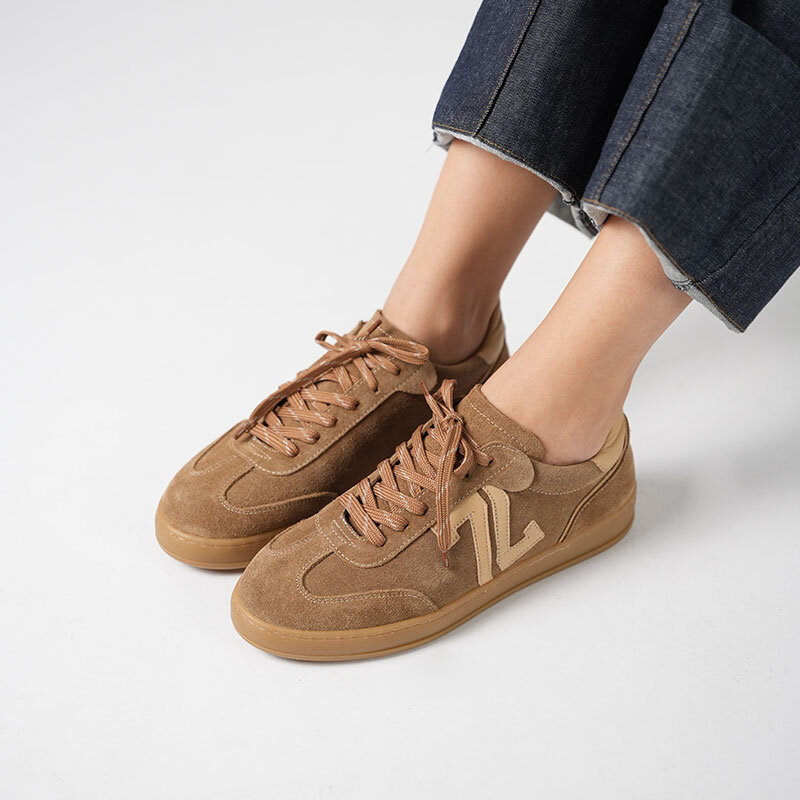 Elio Sigaro Süet Kadın Sneaker – Gerçek Deri, Yeni Sezon Sonbahar/Kış