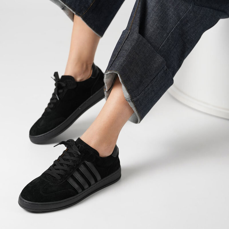 Elio Siyah Süet Kadın Sneaker – Gerçek Deri, Yeni Sezon Sonbahar/Kış - 2