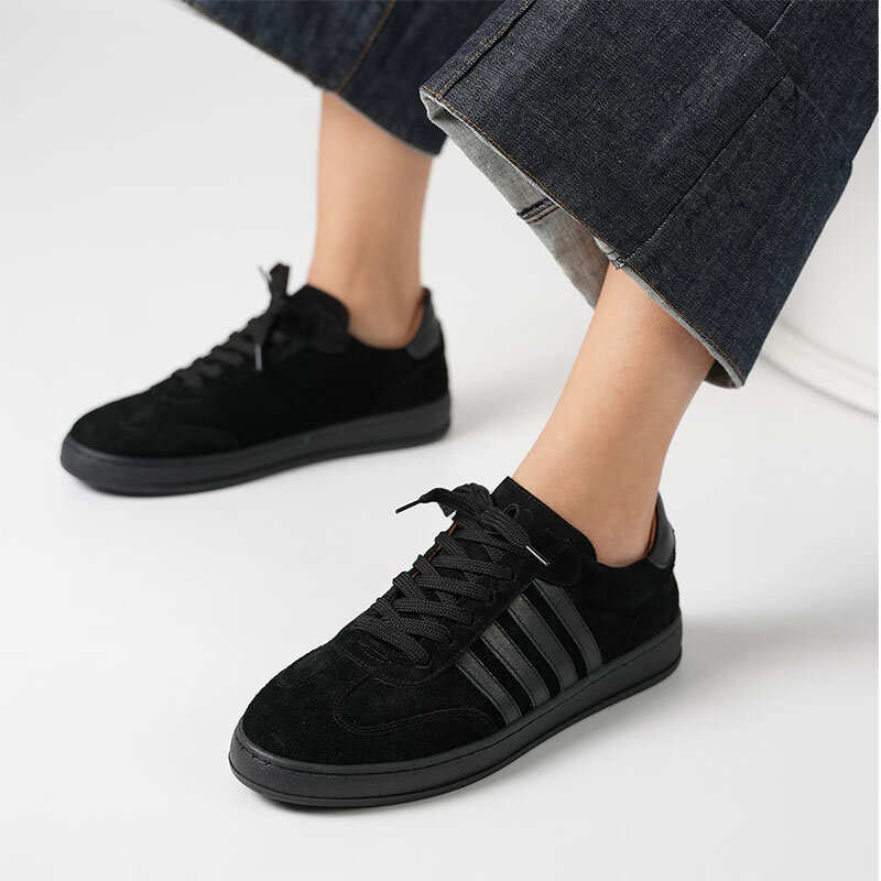 Elio Siyah Süet Kadın Sneaker – Gerçek Deri, Yeni Sezon Sonbahar/Kış