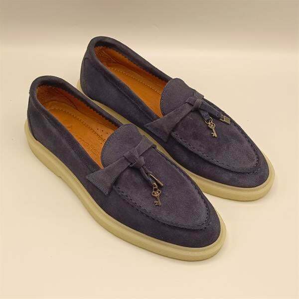 Etna Lacivert Süet Kadın Loafer Ayakkabı - 2