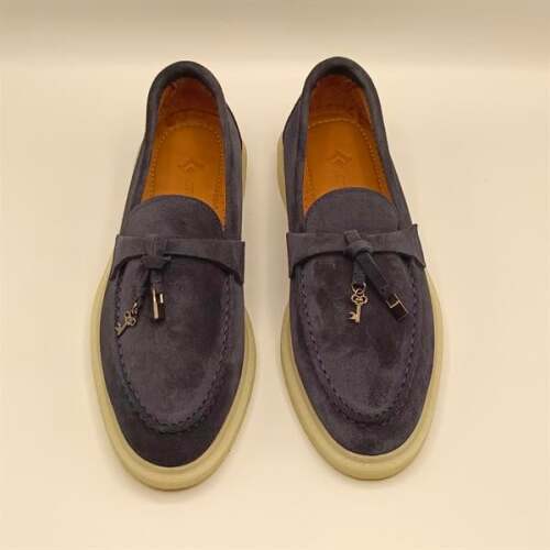 Etna Lacivert Süet Kadın Loafer Ayakkabı - 3