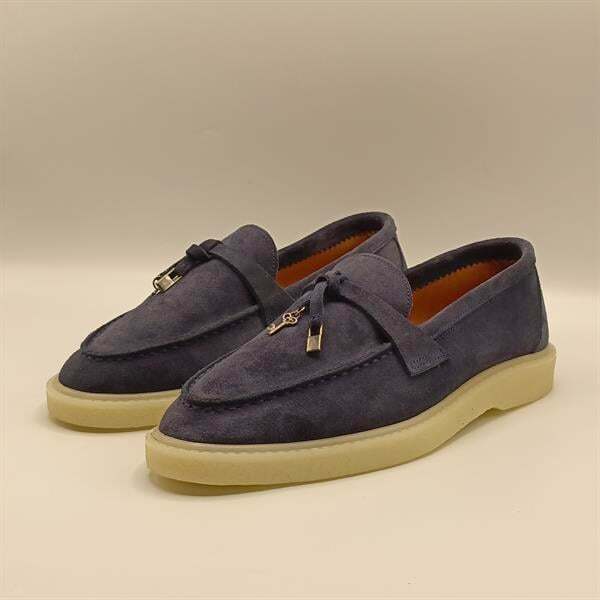 Etna Lacivert Süet Kadın Loafer Ayakkabı - 4