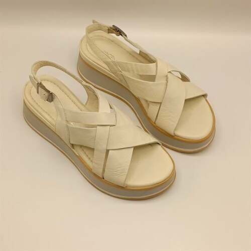 Garda Krem Deri Dolgu Topuk Sandalet - 2