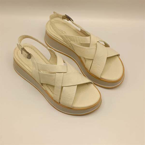 Garda Krem Deri Dolgu Topuk Sandalet - 2