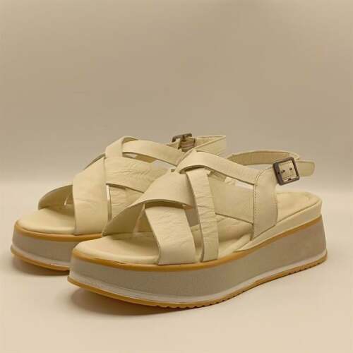 Garda Krem Deri Dolgu Topuk Sandalet - 4