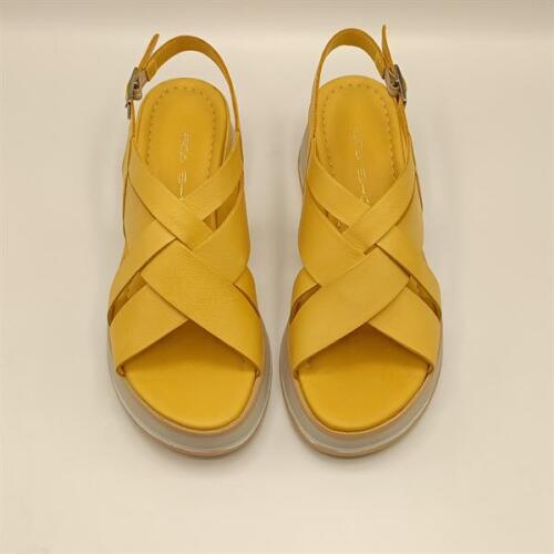 Garda Sarı Deri Dolgu Topuk Sandalet - 3