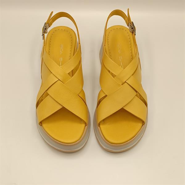 Garda Sarı Deri Dolgu Topuk Sandalet - 3