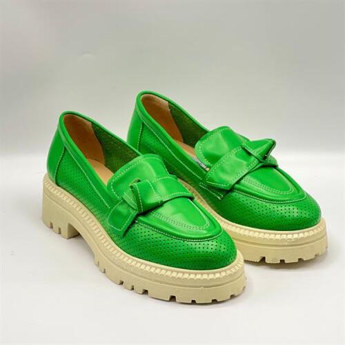 Green Yeşil Kadın Loafer – Ametist Exclusive Gerçek Deri Ayakkabı - 2
