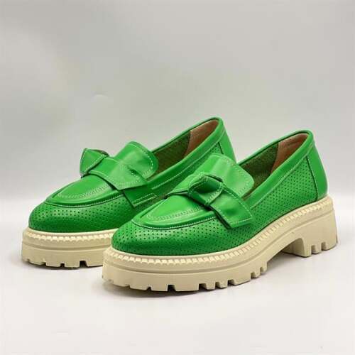 Green Yeşil Kadın Loafer – Ametist Exclusive Gerçek Deri Ayakkabı - 4