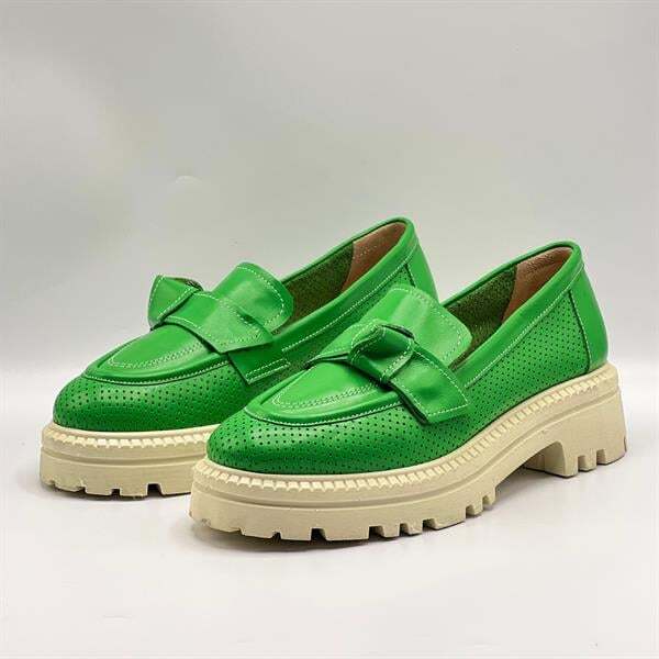 Green Yeşil Kadın Loafer – Ametist Exclusive Gerçek Deri Ayakkabı - 4