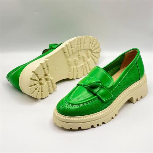 Green Yeşil Kadın Loafer – Ametist Exclusive Gerçek Deri Ayakkabı - 5