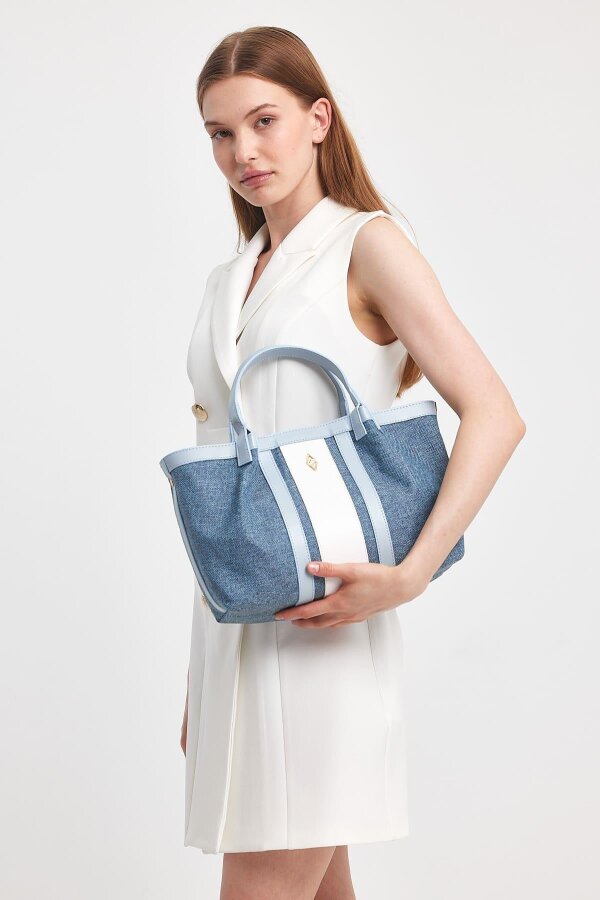 Havana Gökyüzü Mavisi Kumaş Detaylı Kadın El Çantası - 1