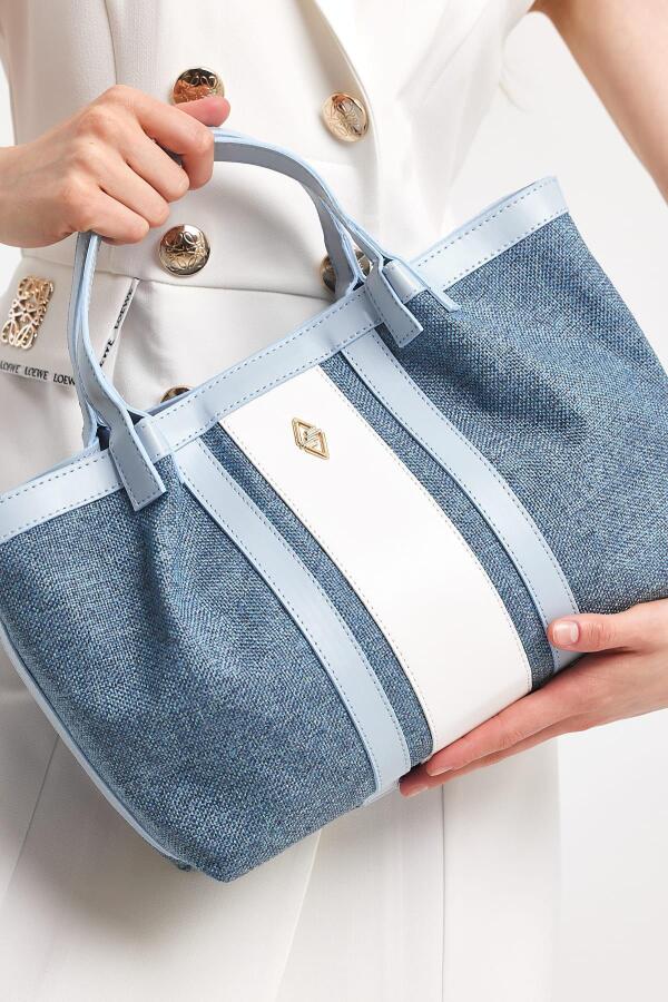 Havana Gökyüzü Mavisi Kumaş Detaylı Kadın El Çantası - 2