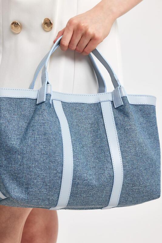 Havana Gökyüzü Mavisi Kumaş Detaylı Kadın El Çantası - 6