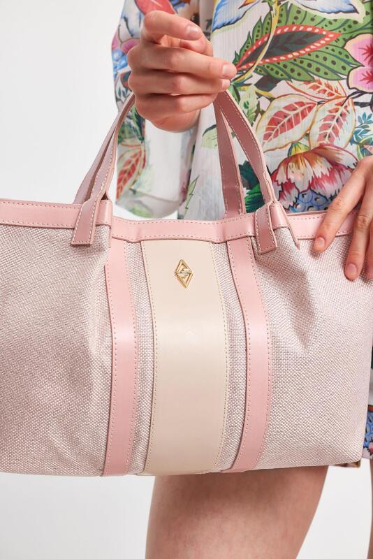 Havana Gül Pembesi Kumaş Detaylı Kadın El Çantası