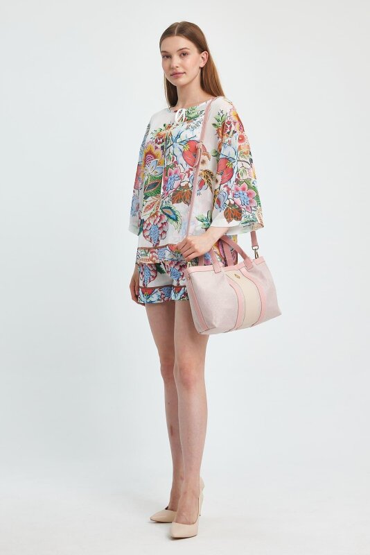 Havana Gül Pembesi Kumaş Detaylı Kadın El Çantası - 3