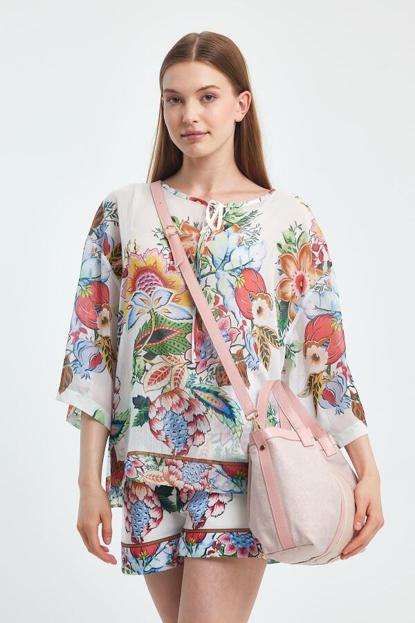 Havana Gül Pembesi Kumaş Detaylı Kadın El Çantası - 5