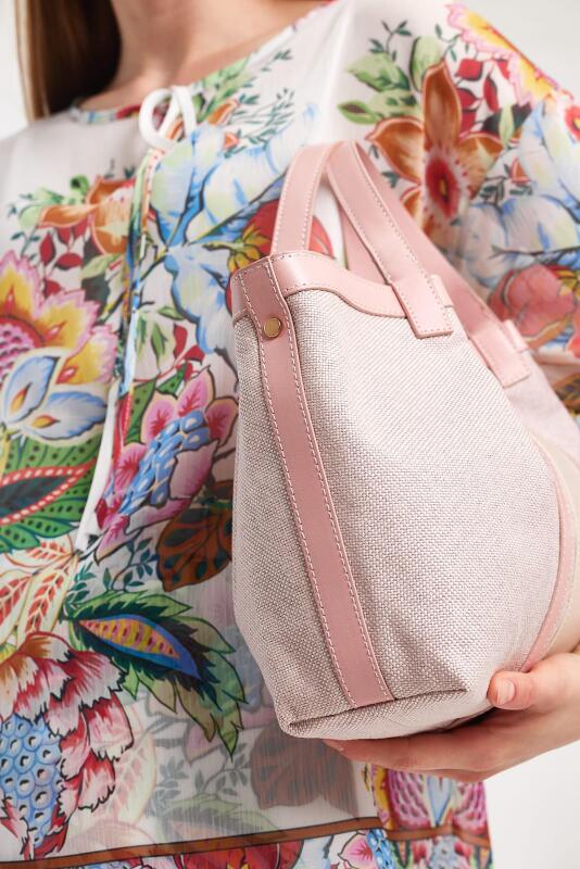 Havana Gül Pembesi Kumaş Detaylı Kadın El Çantası - 7