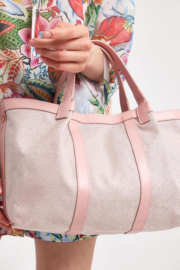 Havana Gül Pembesi Kumaş Detaylı Kadın El Çantası - 8
