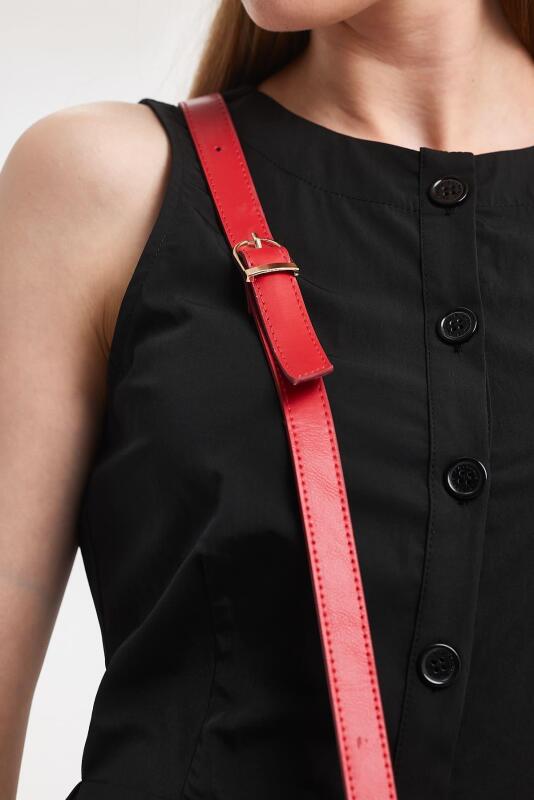 Havana Kırmızı Kumaş Detaylı Kadın El Çantası - 8