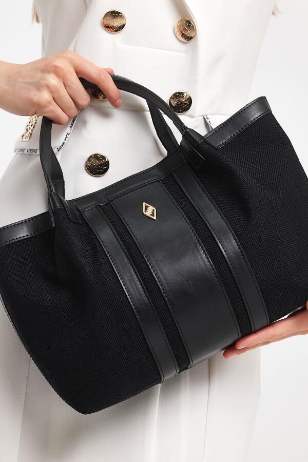 Havana Siyah Kumaş Detaylı Kadın El Çantası - 1