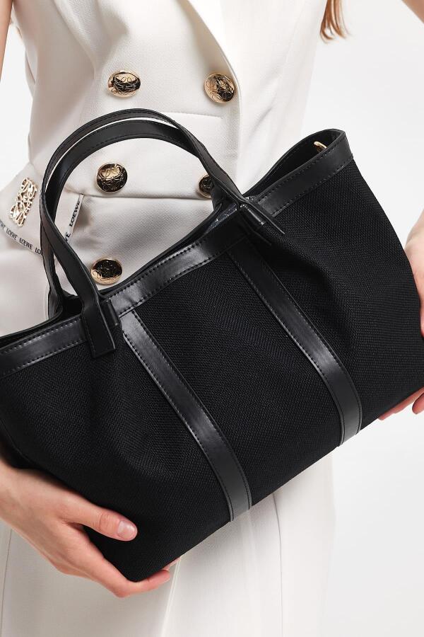 Havana Siyah Kumaş Detaylı Kadın El Çantası - 7