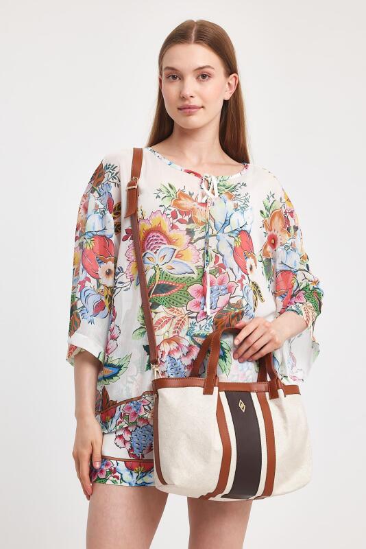 Havana Taba Kumaş Detaylı Kadın El Çantası