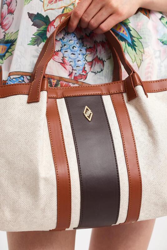 Havana Taba Kumaş Detaylı Kadın El Çantası - 2