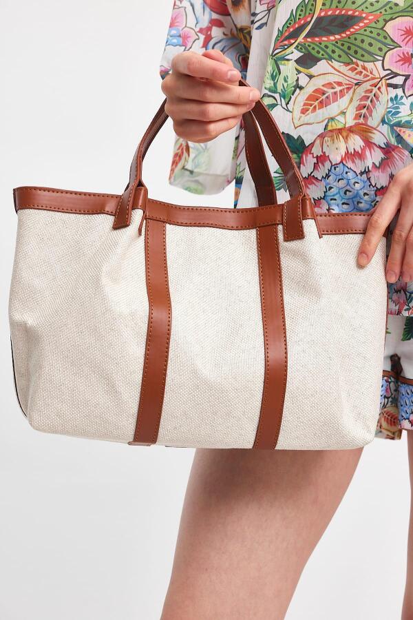 Havana Taba Kumaş Detaylı Kadın El Çantası - 4