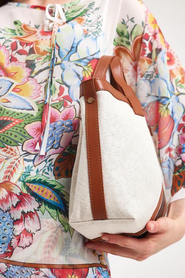 Havana Taba Kumaş Detaylı Kadın El Çantası - 6