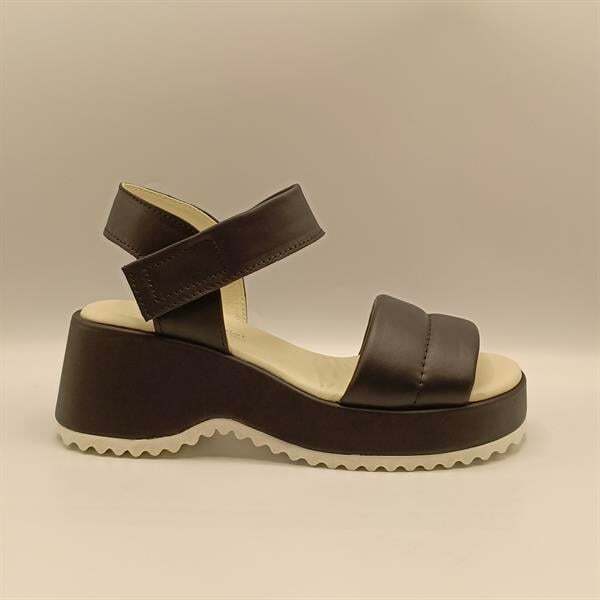 Hera Siyah Deri Dolgu Topuk Sandalet - 1